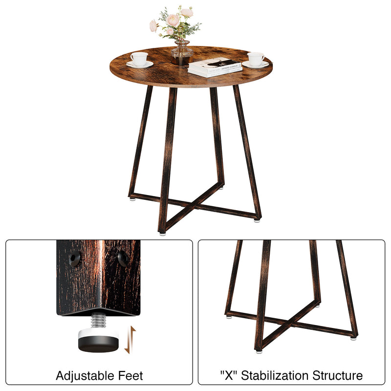 Rolanstar Round Dinning Table wit Metal Legs, Rustic Coffee Table