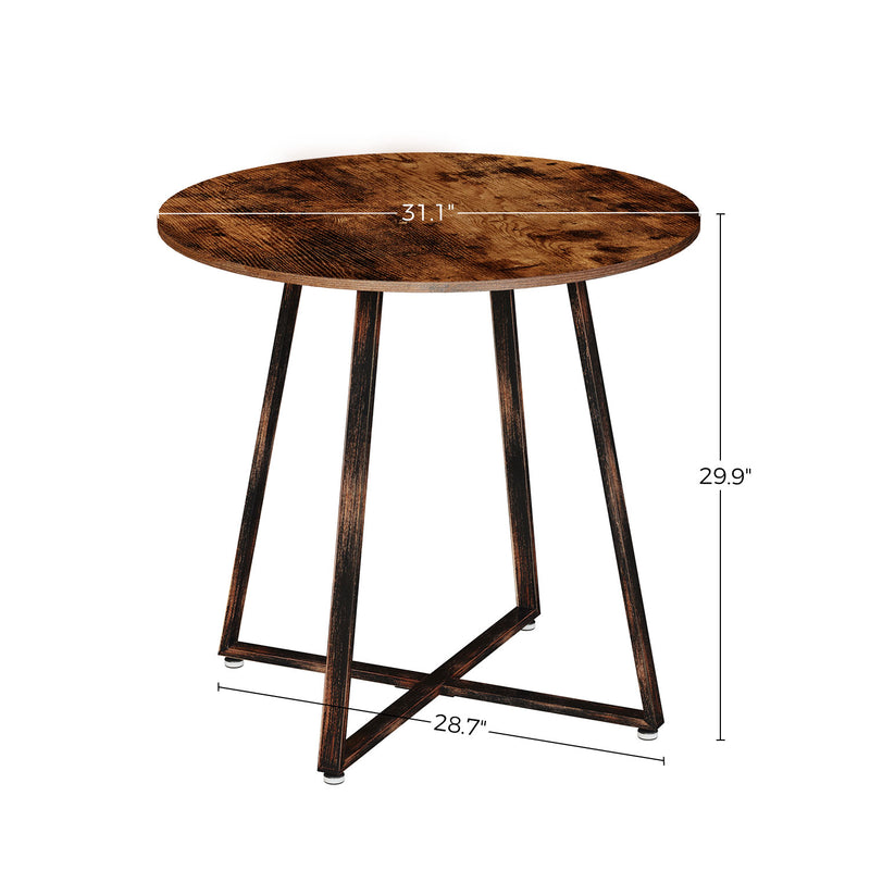 Rolanstar Round Dinning Table wit Metal Legs, Rustic Coffee Table