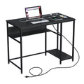 Rolanstar Metal Frame Computer Desk with Power Outlets and Storage Shelf 47 Inch