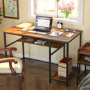 Rolanstar Metal Frame Computer Desk with Power Outlets and Storage Shelf 47 Inch
