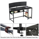 Rolanstar Metal Frame Computer Desk with Power Outlets and Storage Shelf 55 Inch