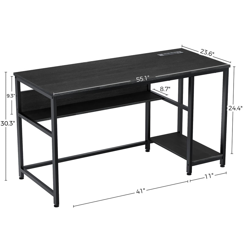Rolanstar Computer Desk with Shelves and Drawer 39 inch for Home Office,Black
