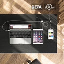 Rolanstar Metal Frame Computer Desk with Power Outlets and Storage Shelf 55 Inch