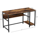 Rolanstar Metal Frame Computer Desk with Power Outlets and Storage Shelf 55 Inch