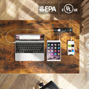 Rolanstar Metal Frame Computer Desk with Power Outlets and Storage Shelf 55 Inch