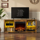 Rolanstar Fireplace TV Stand 57.9" with Led Lights and Power Outlets, TV Console for TVs up to 65"