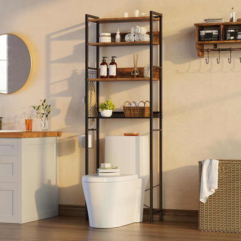 Rolanstar Wooden Freestanding Bathroom Space Saver, 4-Tier Over The To