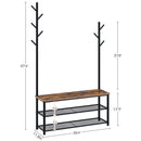 Rolanstar Shoe Bench with Coat Rack, 3-Tier Entryway Bench
