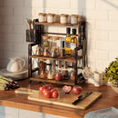 Rolanstar Spice Rack Organizer, 3 Tier Storage Shelf with Wire Basket and S-Hooks