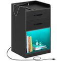 Rolanstar Nightstand -Tool Free Quick Install, with Charging Station and LED Lights