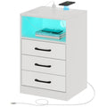 Seventable Nightstand with Wireless Charging Station and LED Lights