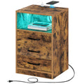 Seventable Nightstand with Wireless Charging Station and LED Lights