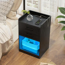 Rolanstar Nightstand -Tool Free Quick Install, with Charging Station and LED Lights