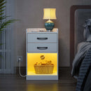 Rolanstar Nightstand -Tool Free Quick Install, with Charging Station and LED Lights