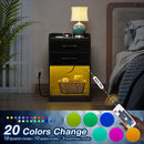 Rolanstar Nightstand -Tool Free Quick Install, with Charging Station and LED Lights