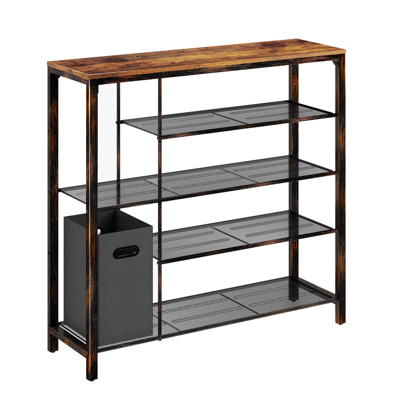 Rolanstar 5-tier Shoe Rack with Foldable Storage Bin