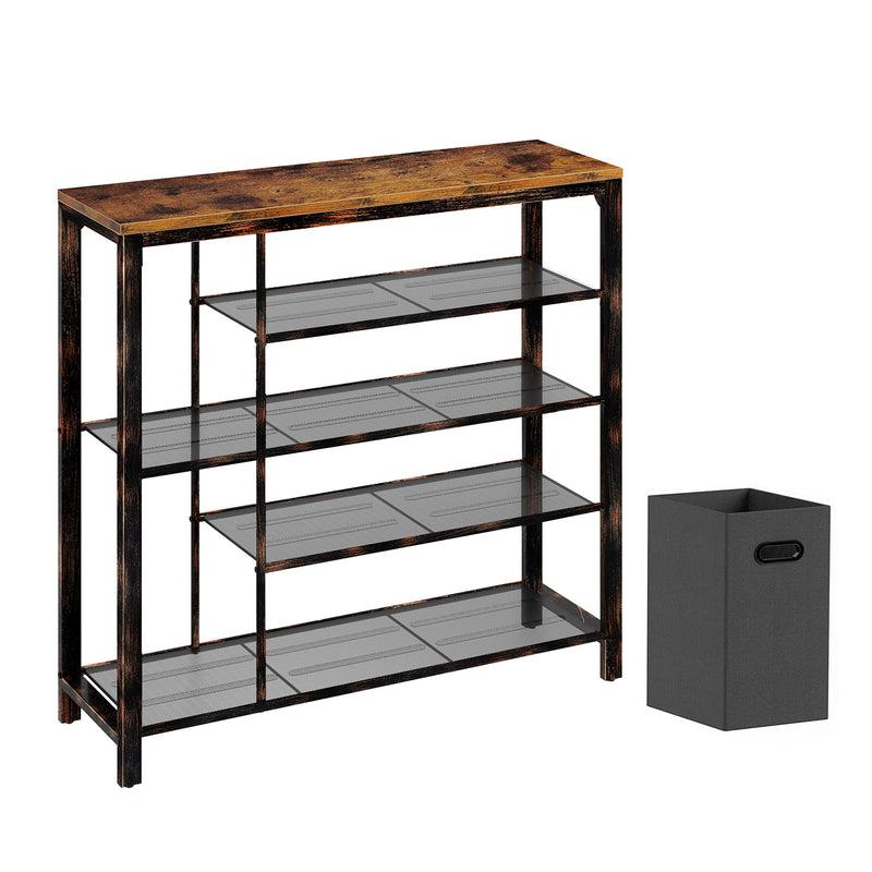 Rolanstar 5-tier Shoe Rack with Foldable Storage Bin