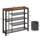 Rolanstar 5-tier Shoe Rack with Foldable Storage Bin