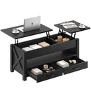 Seventable Lift Top Coffee Table, Coffee Table with 2 Storage Drawers and Hidden Compartment