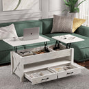 Seventable Lift Top Coffee Table, Coffee Table with 2 Storage Drawers and Hidden Compartment