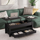 Seventable Lift Top Coffee Table, Coffee Table with 2 Storage Drawers and Hidden Compartment