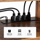 Tv Stand With Power Outlet, Farmhouse Rgb Light Entertainment Center With Storage Barn Door