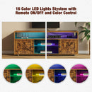 Tv Stand With Power Outlet, Farmhouse Rgb Light Entertainment Center With Storage Barn Door