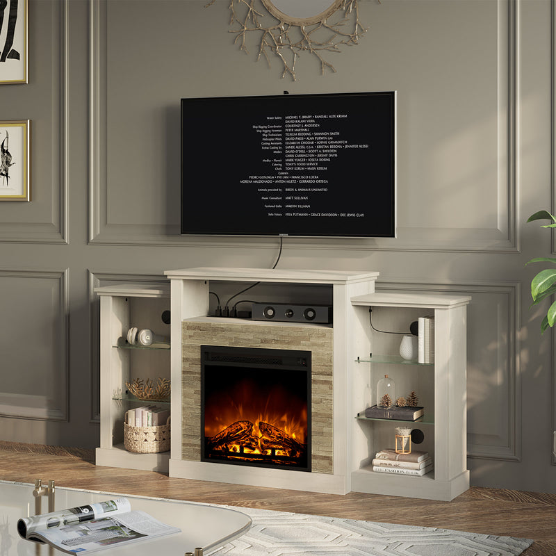 Rolanstar Fireplace TV Stand with Led Lights and Power Outlets