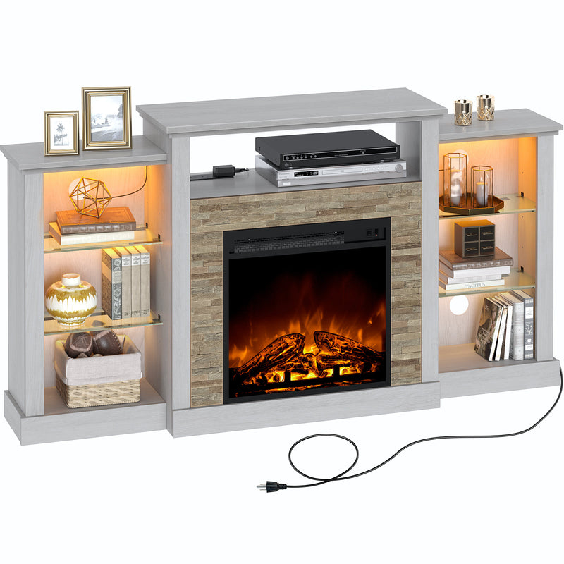 Rolanstar Fireplace TV Stand with Led Lights and Power Outlets