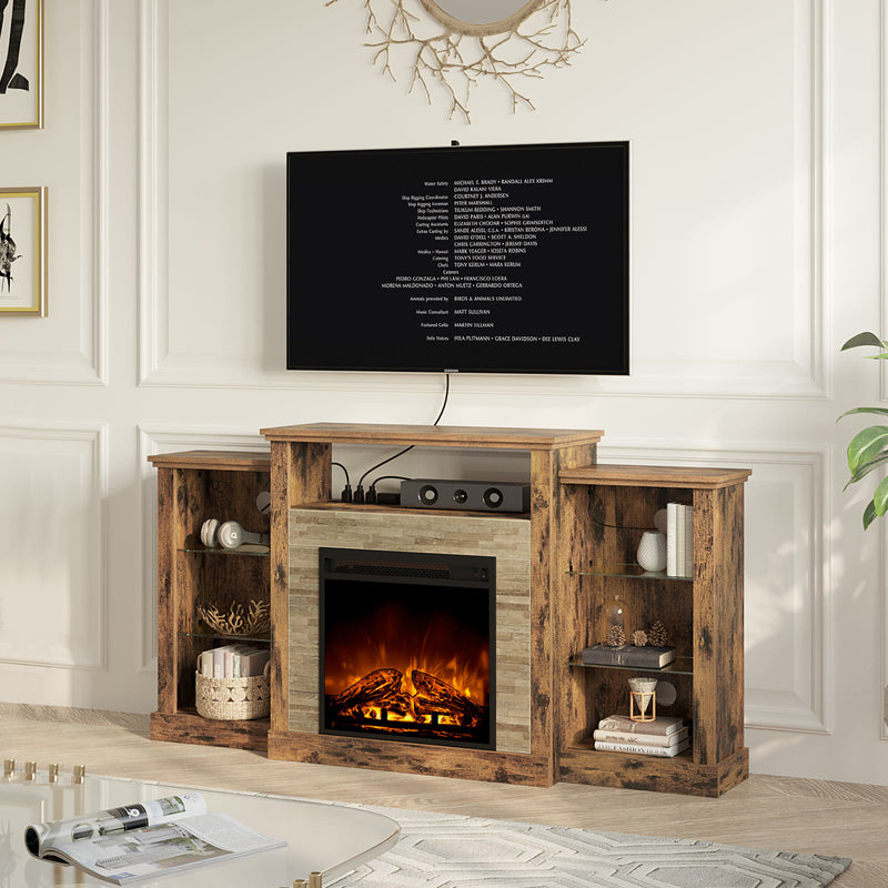 Rolanstar Fireplace TV Stand with Led Lights and Power Outlets