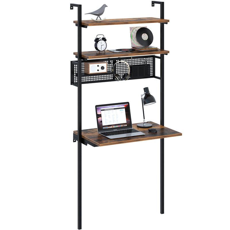 Rolanstar Wall Mounted Computer Desk with Storage Shelf