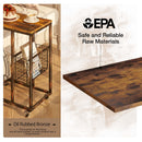 Rolanstar Rustic Side Table, C End Table with Storage Basket and Wheels