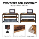 Rolanstar Industrial Coffee Table with Storage Shelves 3-Tier Square Cocktail Table