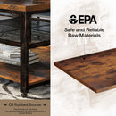 Rolanstar Industrial Coffee Table with Storage Shelves 3-Tier Square Cocktail Table