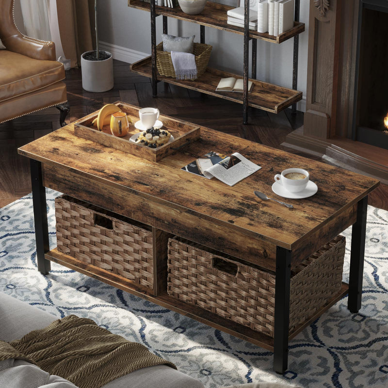 Distressed coffee on sale table with storage