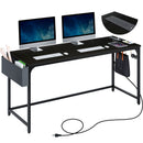 Rolanstar Computer Desk with Power Outlet, Side Storage Bag and Iron Hooks 39/47/55/63 Inch