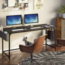 Rolanstar Computer Desk with Power Outlet, Side Storage Bag and Iron Hooks 63 Inch
