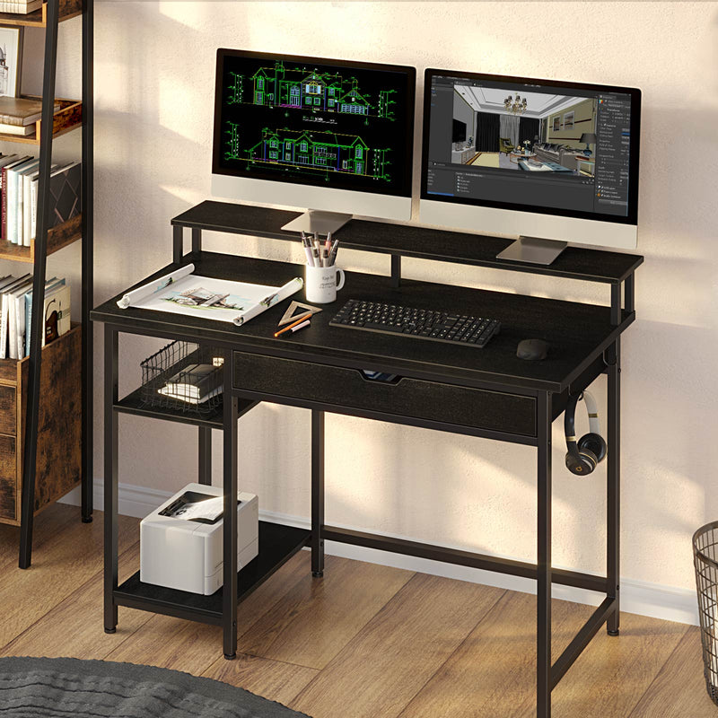 Rolanstar Computer Desk with Monitor Stand and Drawers 47 Inch
