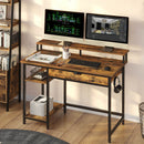 Rolanstar Computer Desk with Monitor Stand and Drawers 47 Inch