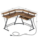 Rolanstar Computer Desk L Shaped with Power Outlet, 54” Reversible