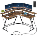 Rolanstar Computer Desk L Shaped with Power Outlet, 54” Reversible