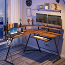 Rolanstar Computer Desk L Shaped with Power Outlet, 54” Reversible
