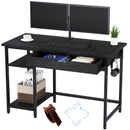 Rolanstar Computer Desk with Storage Shelf, Drawer and Iron Hooks 39 Inch