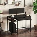 Rolanstar Computer Desk with Storage Shelf, Drawer and Iron Hooks 39 Inch