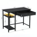 Rolanstar Computer Desk with Storage Shelf, Drawer and Iron Hooks 39 Inch