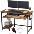 Rolanstar Computer Desk with Storage Shelf, Drawer and Iron Hooks 47 Inch