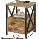 Rolanstar Farmhouse Nightstand with Wireless Charger, USB Port and Power Outlet