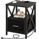 Rolanstar Farmhouse Nightstand with Wireless Charger, USB Port and Power Outlet