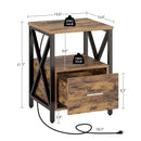 Rolanstar Farmhouse Nightstand with Wireless Charger, USB Port and Power Outlet