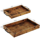 Rolanstar Large Wooden Nesting Serving Trays Set of 2